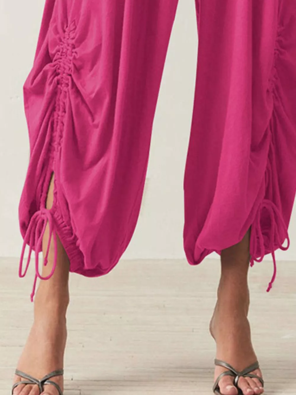 Ruched Drawstring Harem Pants, image 2
