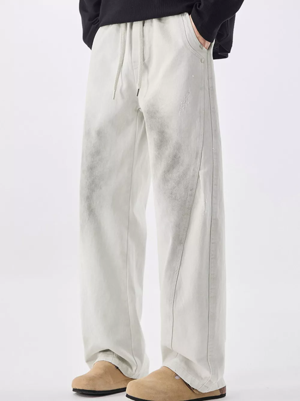 Men's Plus Size Vintage Wash Wide Leg Pants, image 2