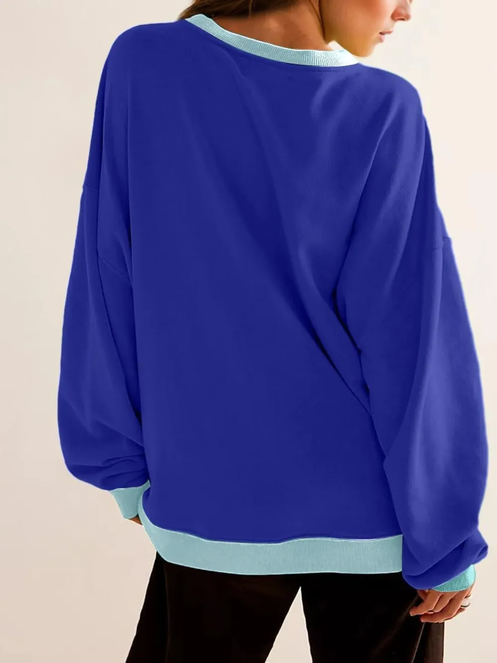 Contrast Round Neck Long Sleeve Sweatshirt, image 36