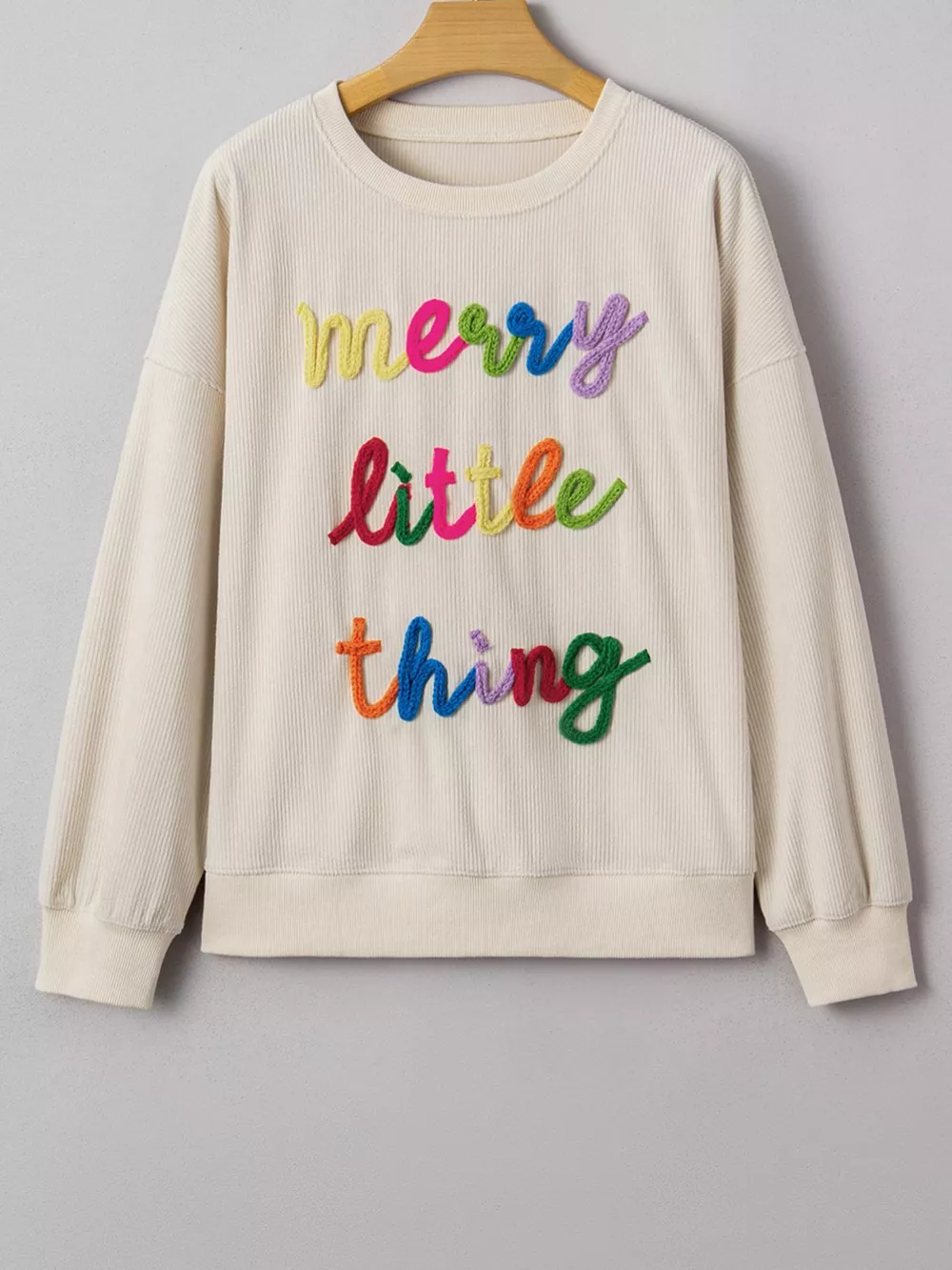 Merry Little Thing Corded Letter Graphic Ribbed Sweatshirt, image 10
