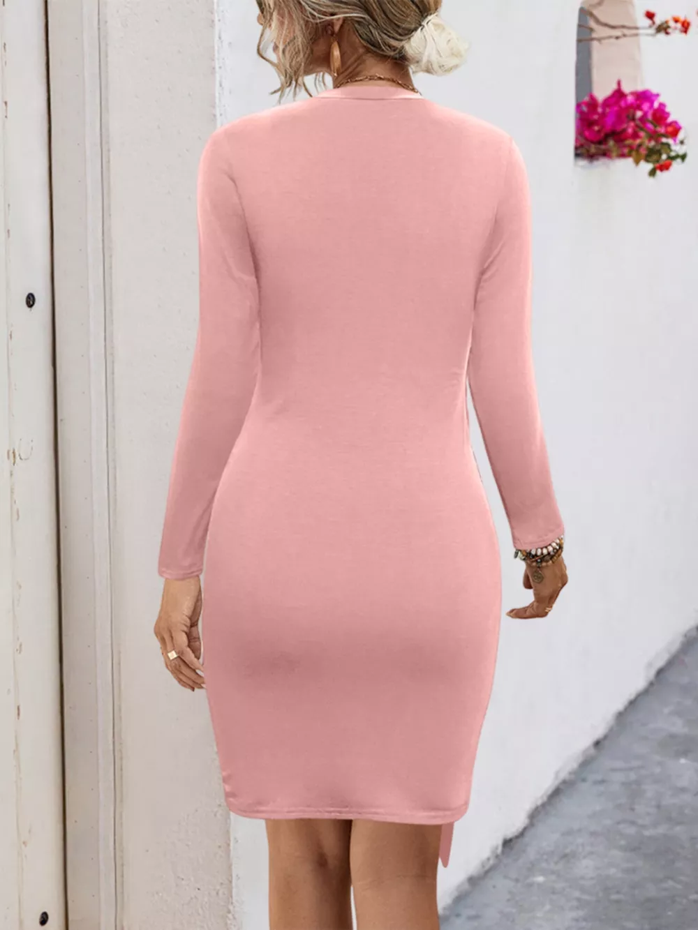 Round Neck Long Sleeve Bodycon Dress, image 19