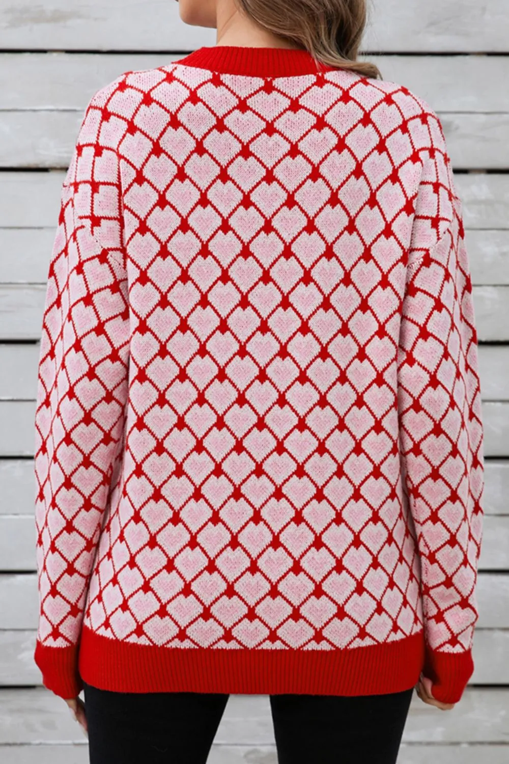 Contrast Round Neck Dropped Shoulder Sweater, image 3