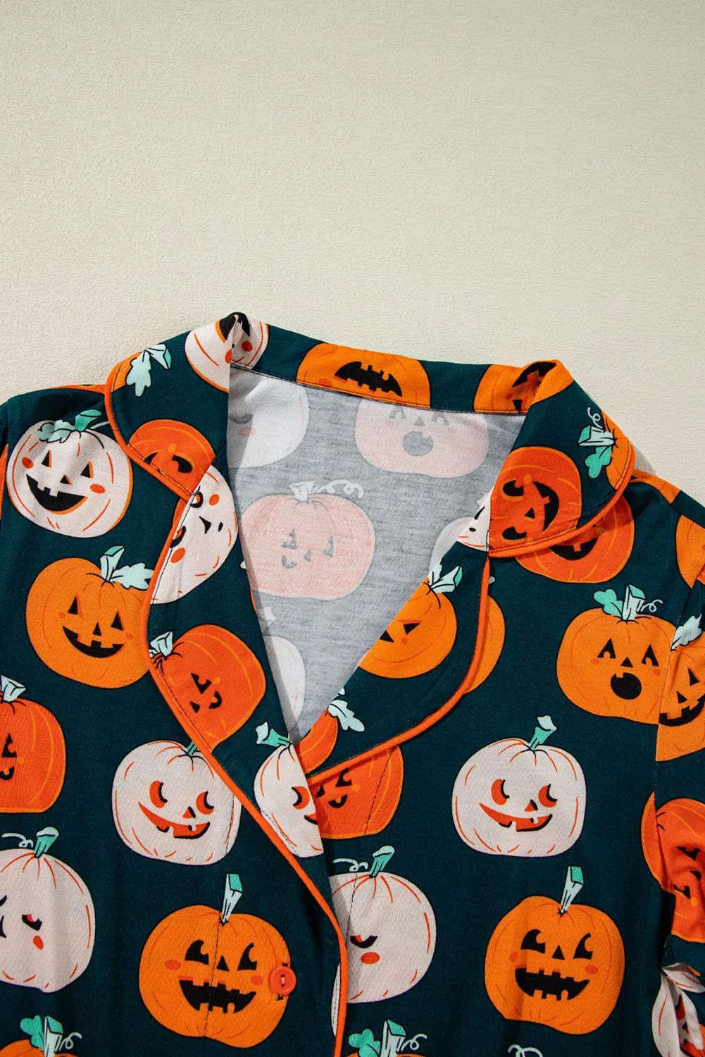 Pumpkin Printed Short Sleeve Top and Pants Lounge Set, image 9