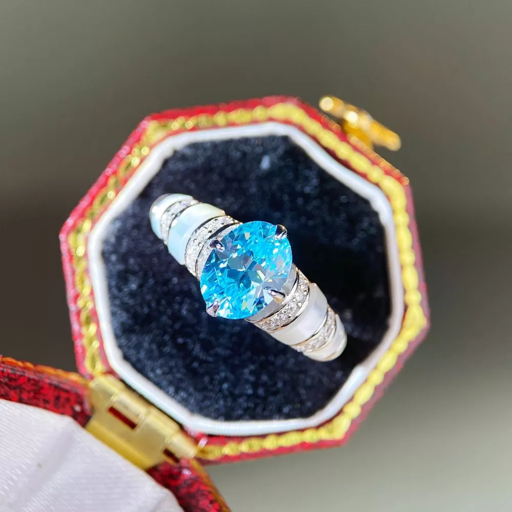 925 Sterling Silver Zircon Geometric Ring, image 4