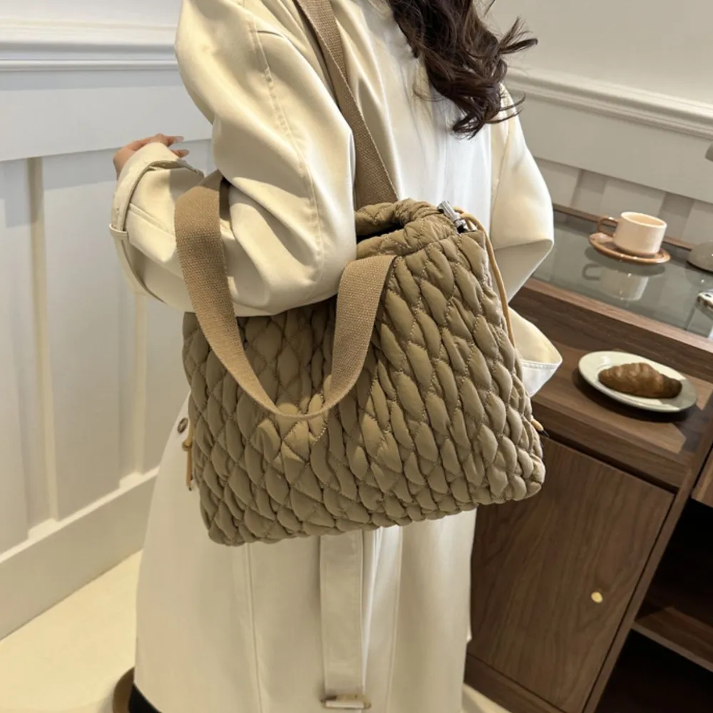 Drawstring Bubble Texture Tote Bag, image 7
