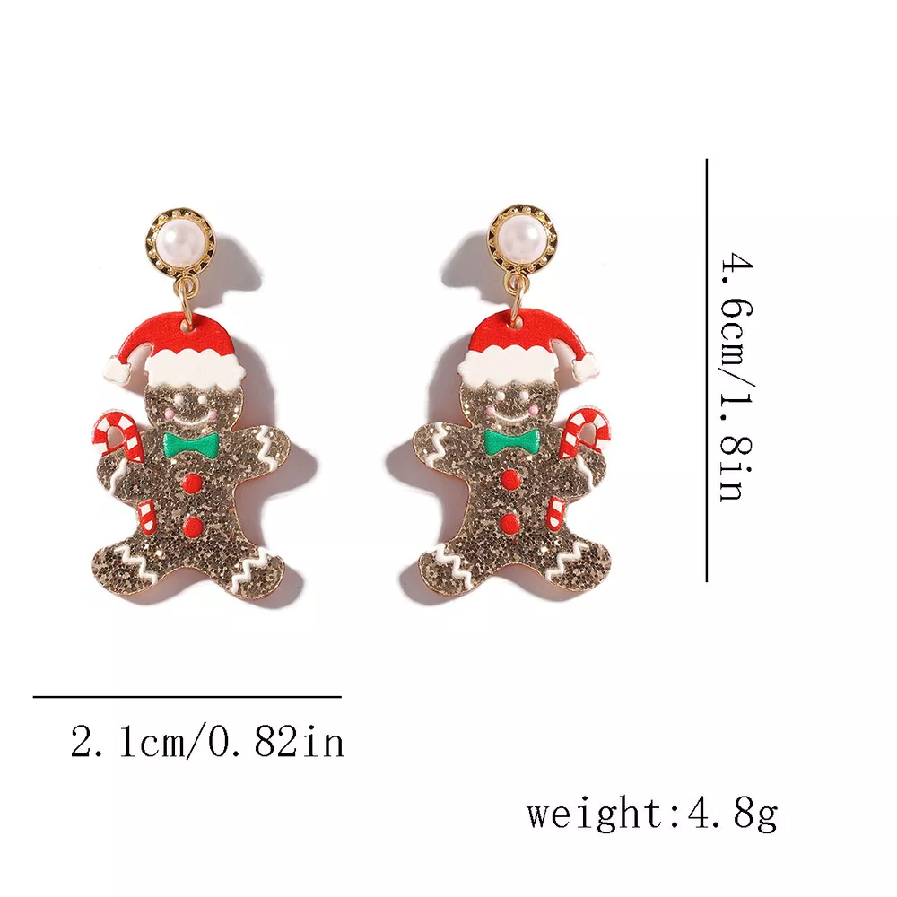 Christmas Gingerbread Man Dangle Earrings, image 6