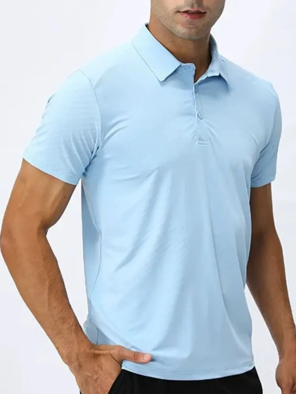 Men's Plus Size Button Detail Short Sleeve Polo, image 2
