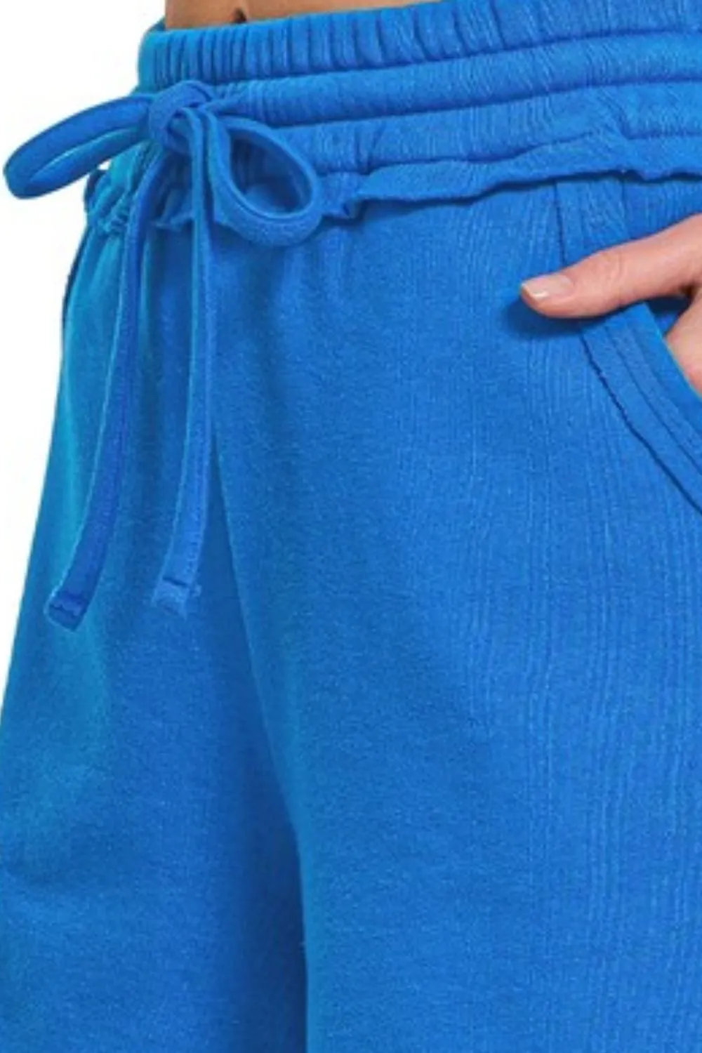 Fleece Raw Hem Shorts With Draw String, image 3