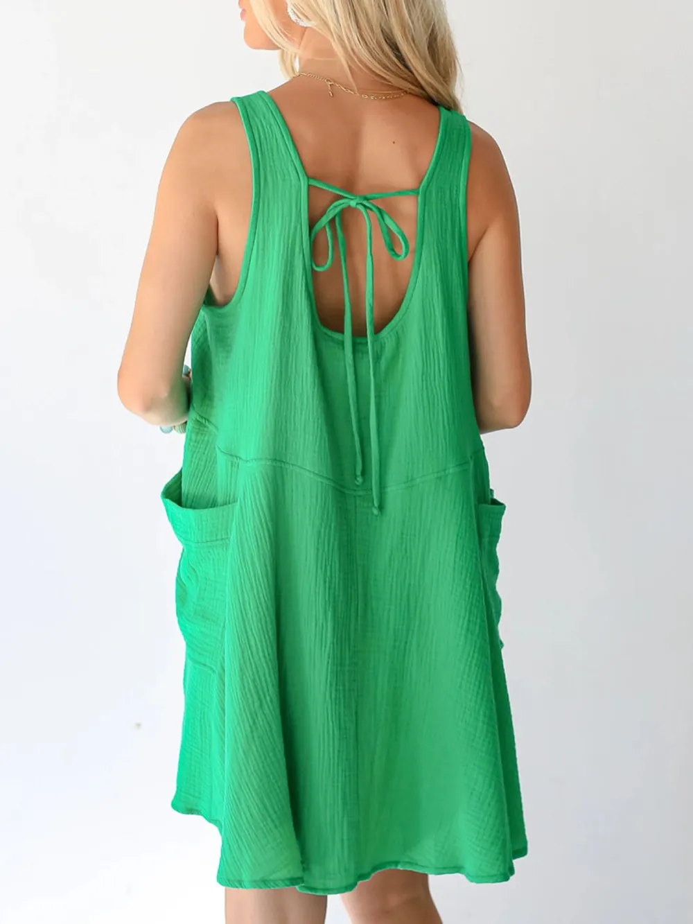 Tied Scoop Neck Wide Strap Mini Dress, image 8