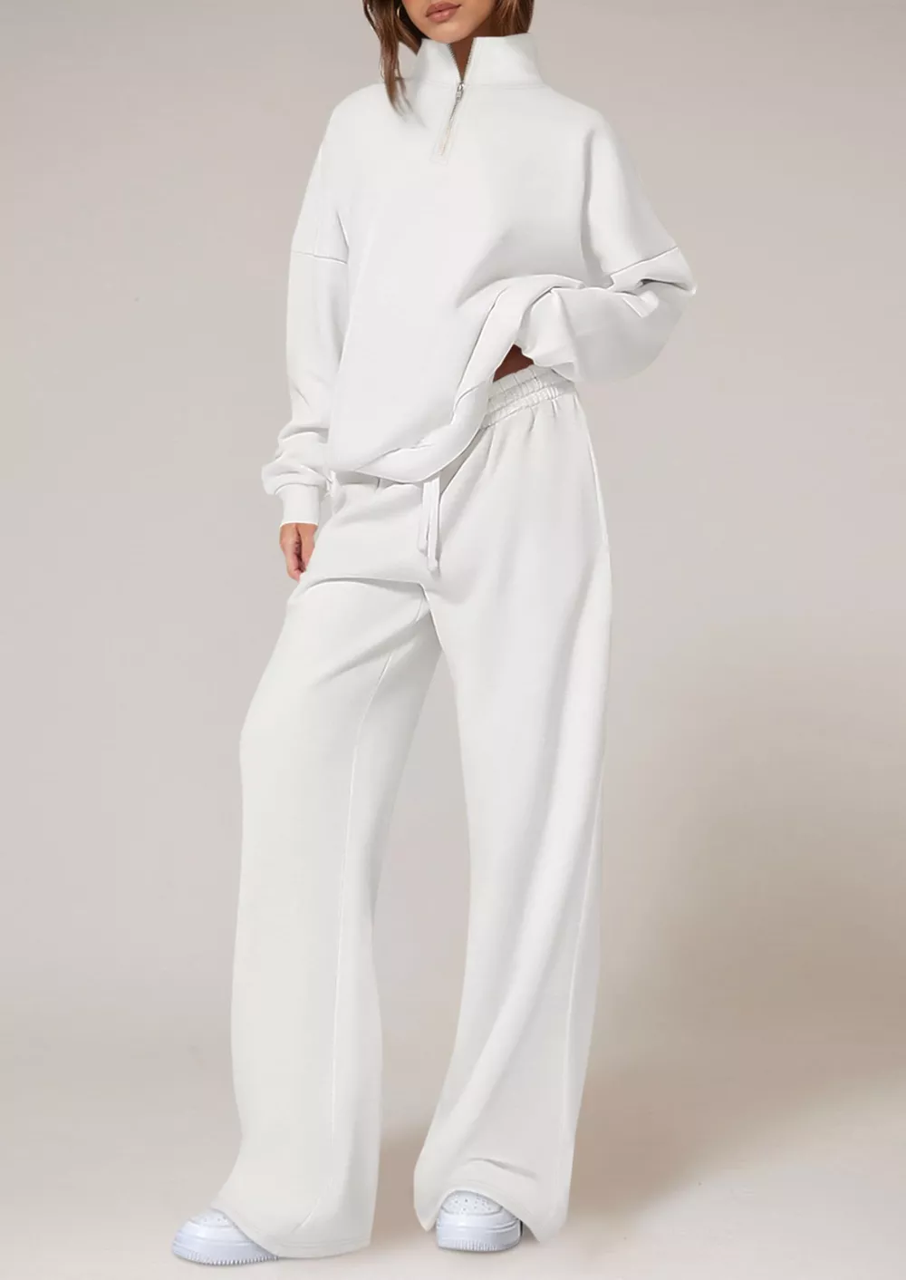 Half-Zip Sweatshirt and Wide-Leg Sweatpants Set, image 16