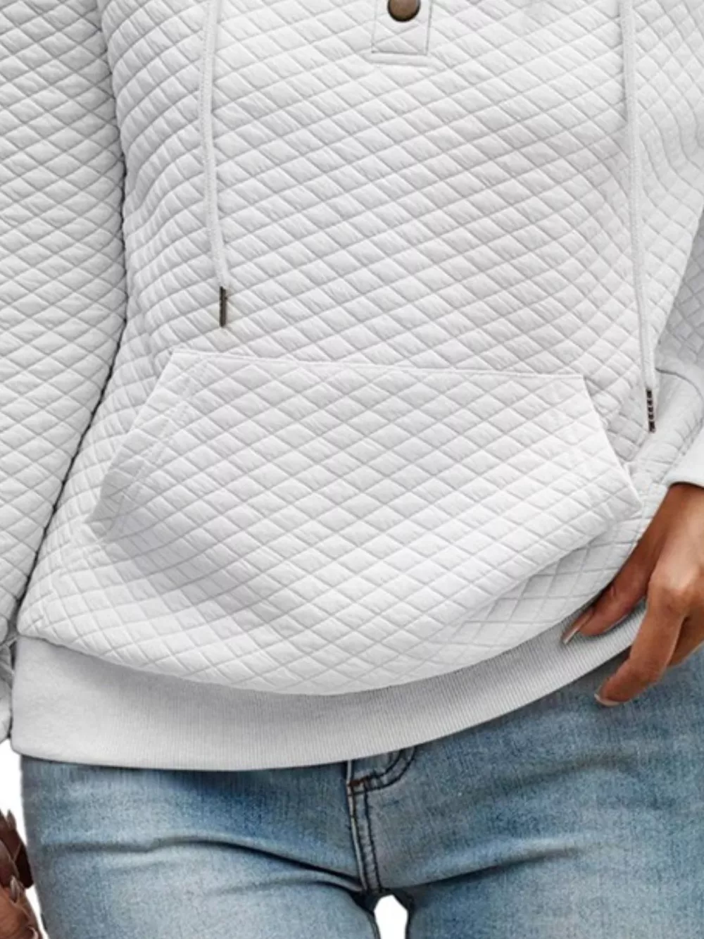 Drawstring Textured Dropped Shoulder Hoodie, image 28