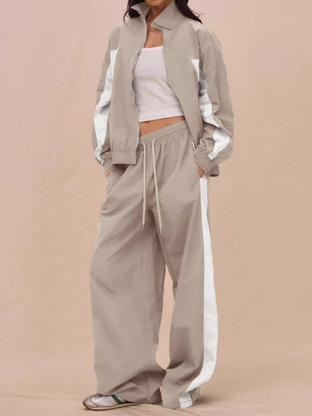 Color-Block Tracksuit and Wide-Leg Pants Set, image 17