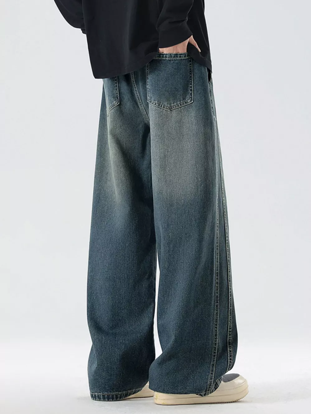 Men's Full Size Wash Wide Leg Jeans Plus Size, image 8