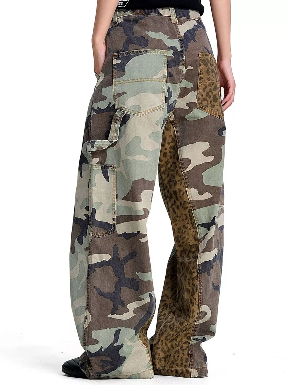 Men's Camouflage Leopard Patchwork Cargo Pants, image 3