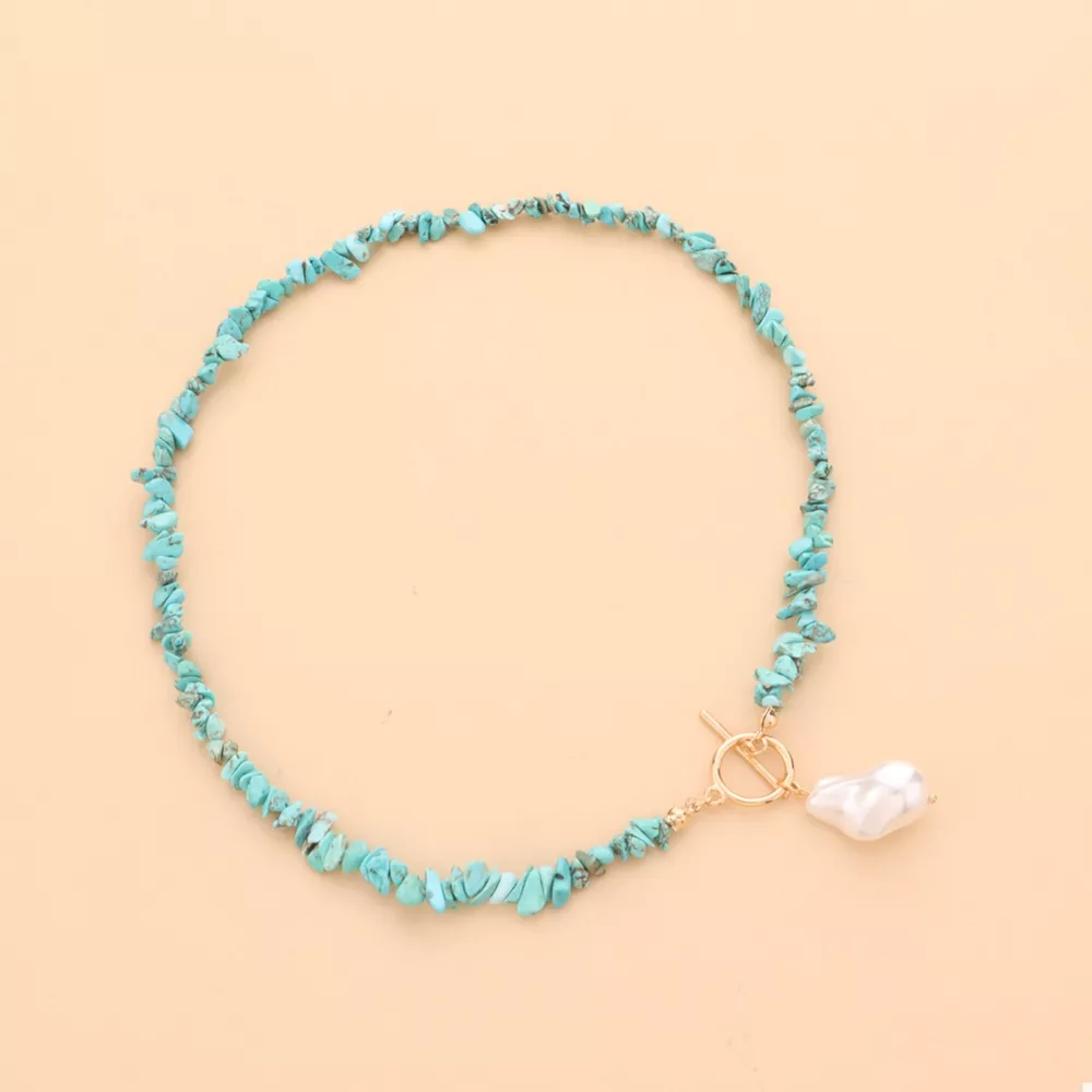 Turquoise Irregular Pearl Necklace, image 3