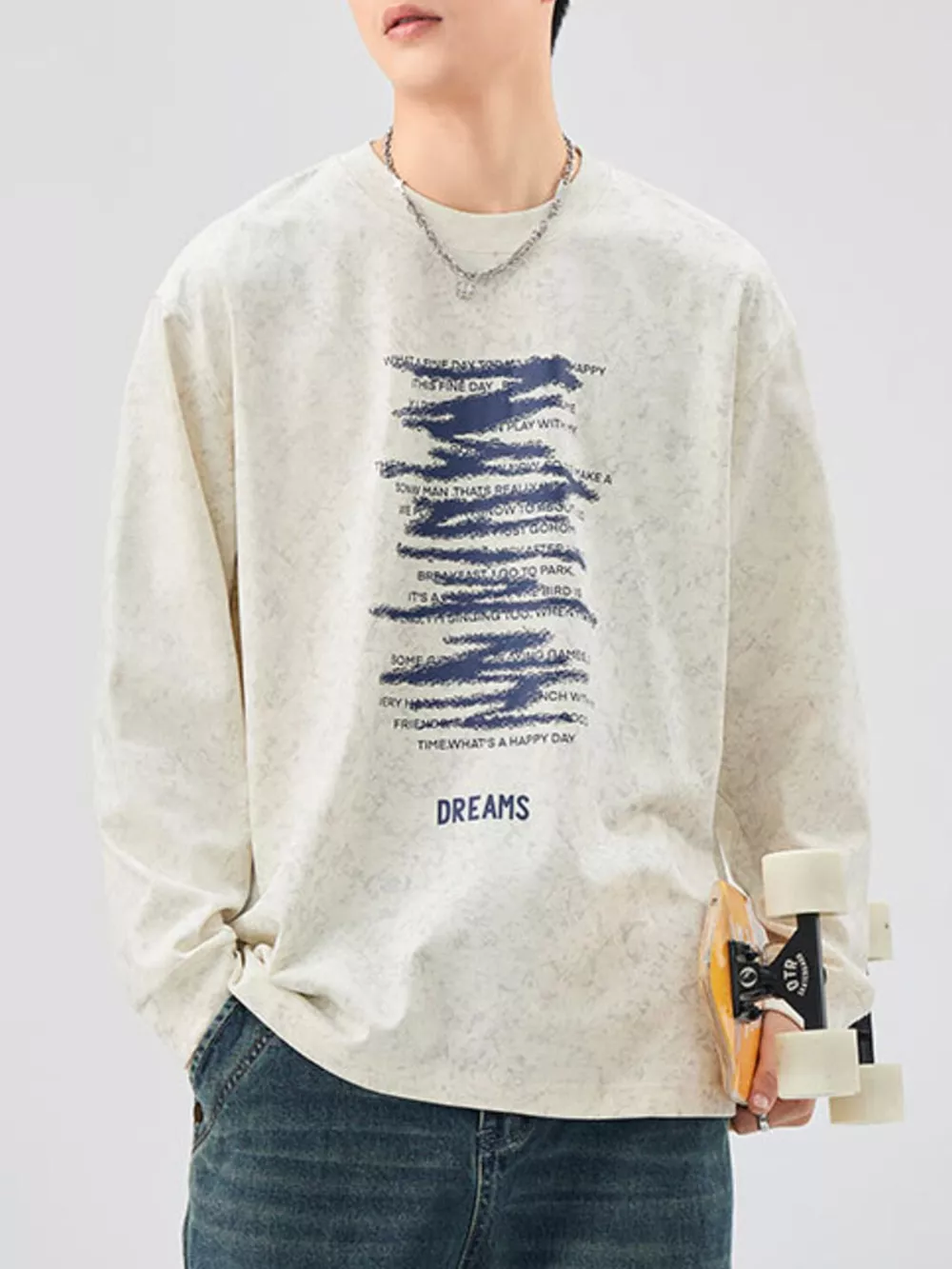 Men's Plus Size Casual Graphic Long Sleeve T-Shirt, image 2