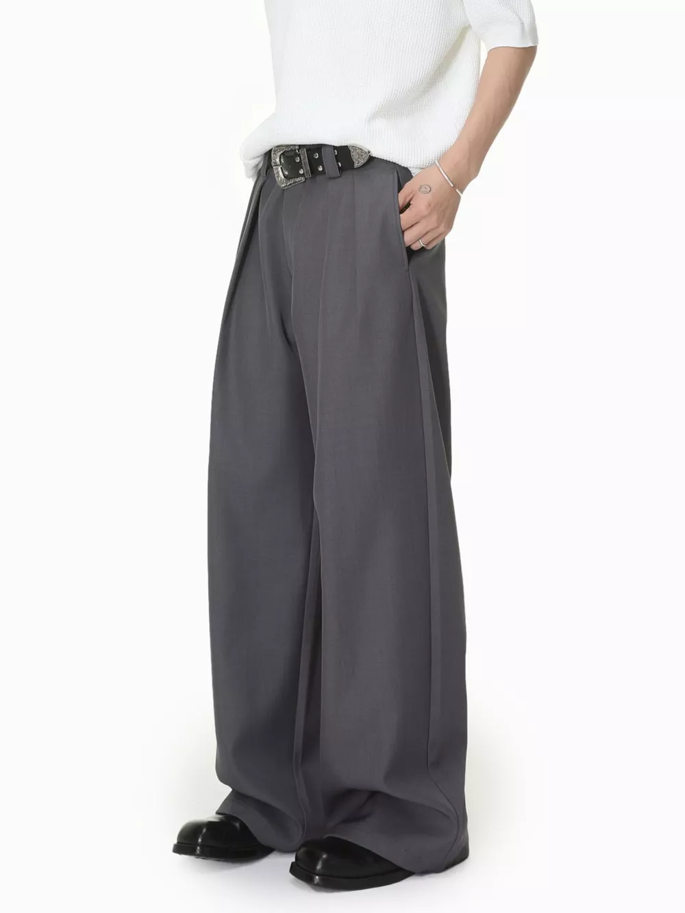 Men's High-Waisted Wide-Leg Pleated Pants, image 12