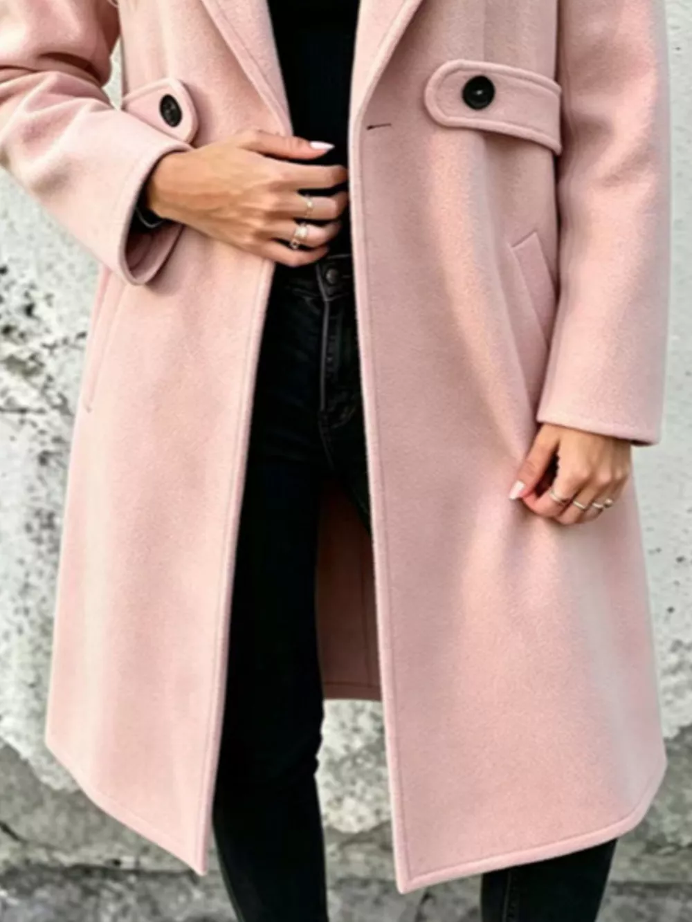 Full Size Lapel Collar Longline Overcoat Plus Size, image 14