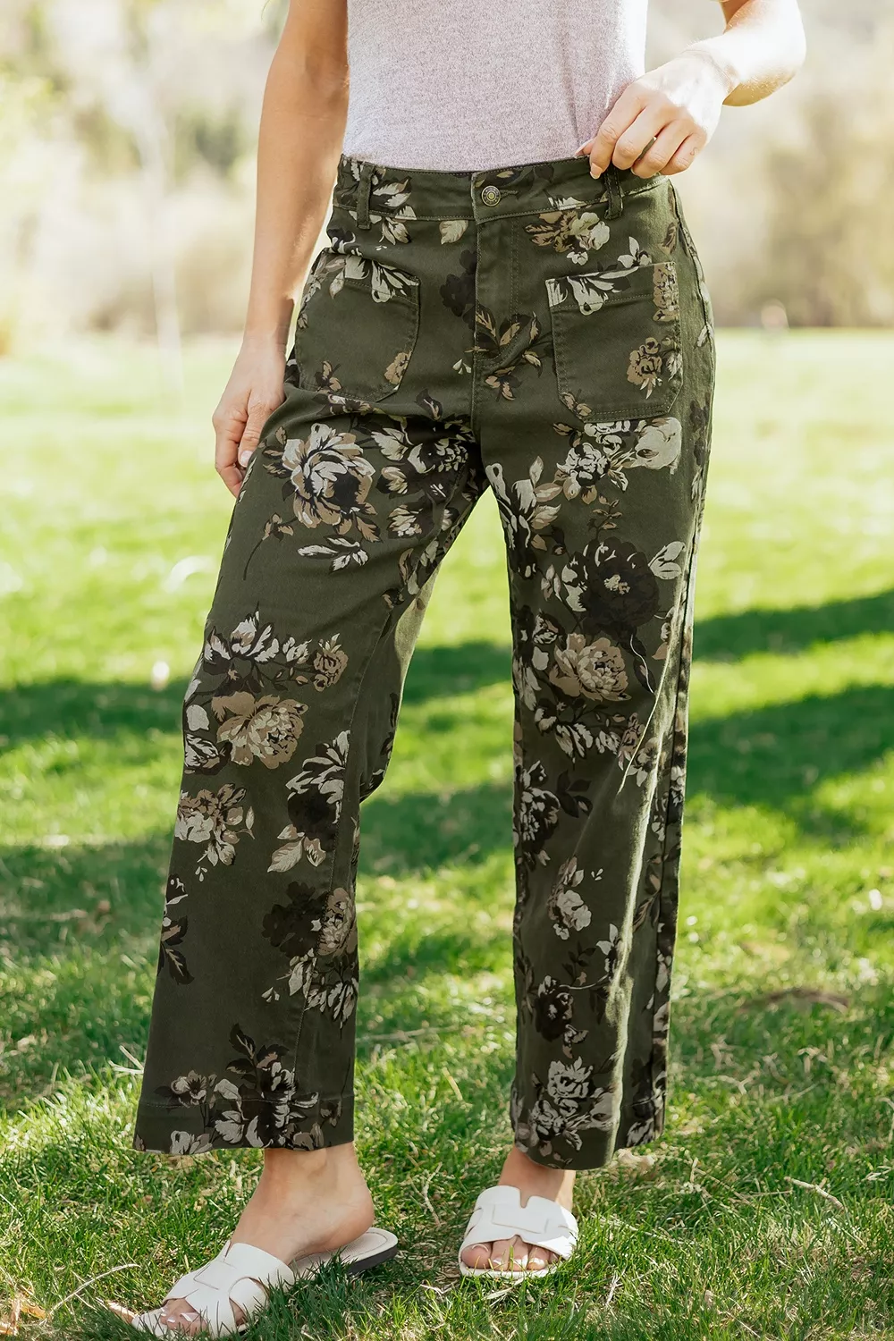Vintage Style Floral Print High Waist Wide Leg Jeans, image 4