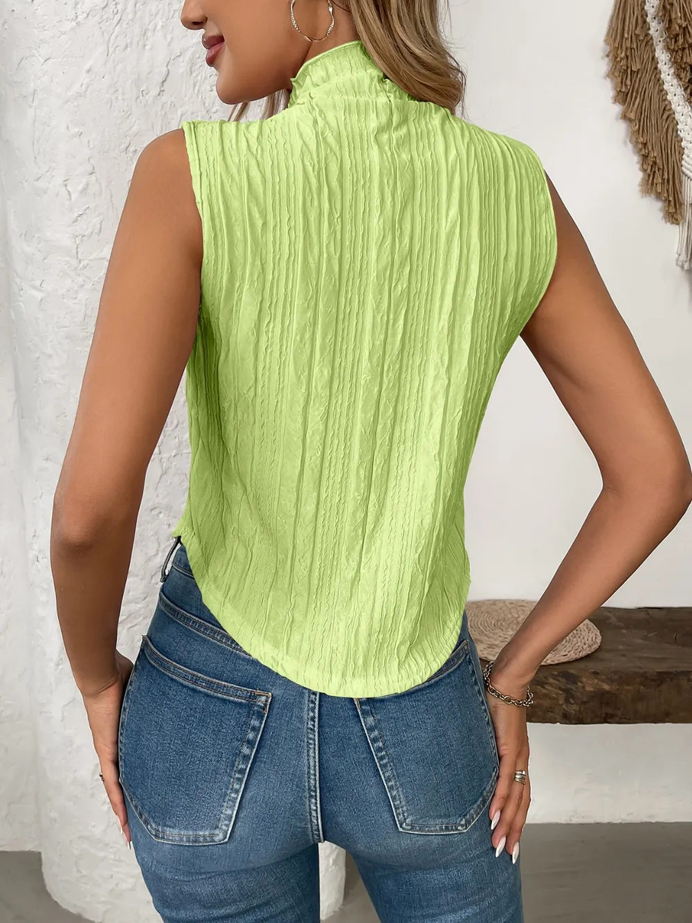 Texture Turtleneck Sleeveless Top, image 18
