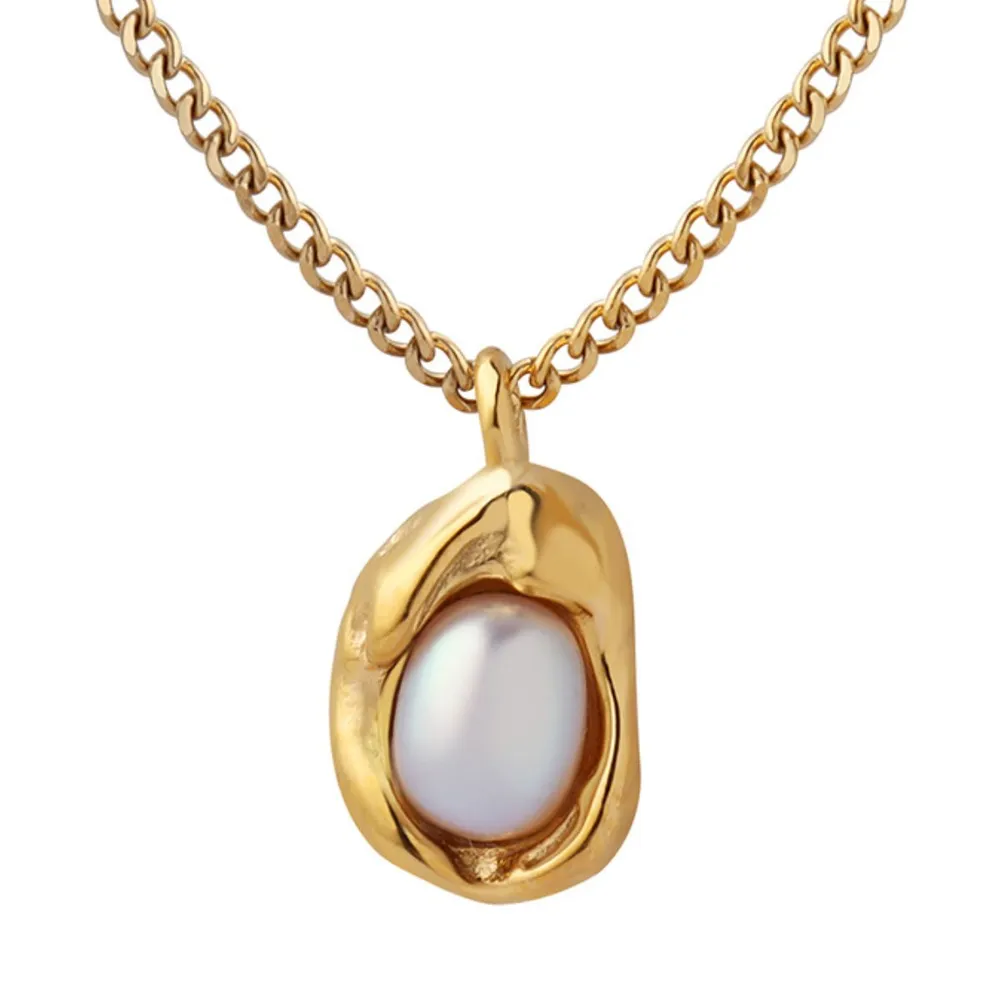 18K Gold-Plated Pearl Pendant Necklace, image 5