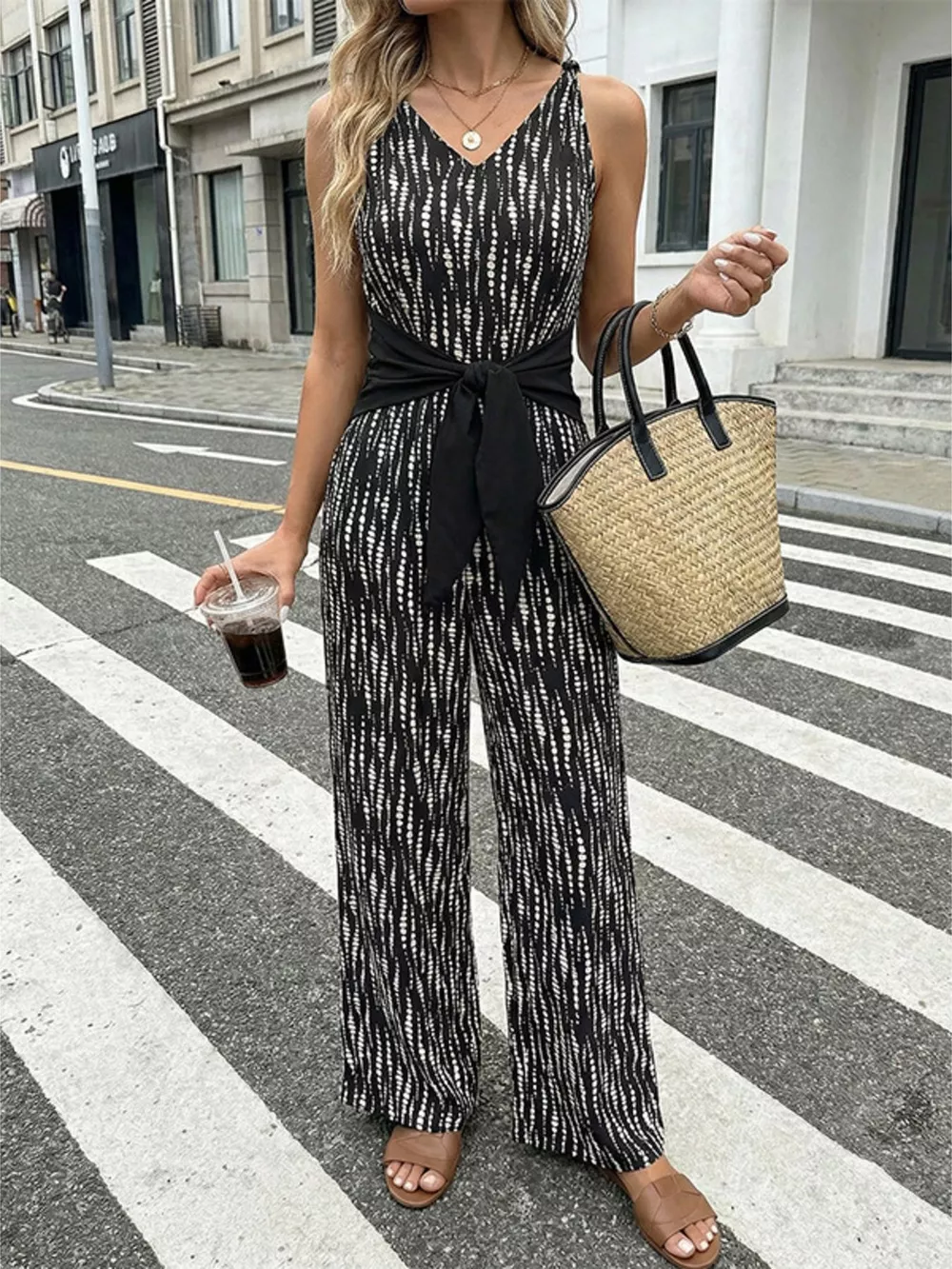 Printed Wide Leg Jumpsuit, image 6