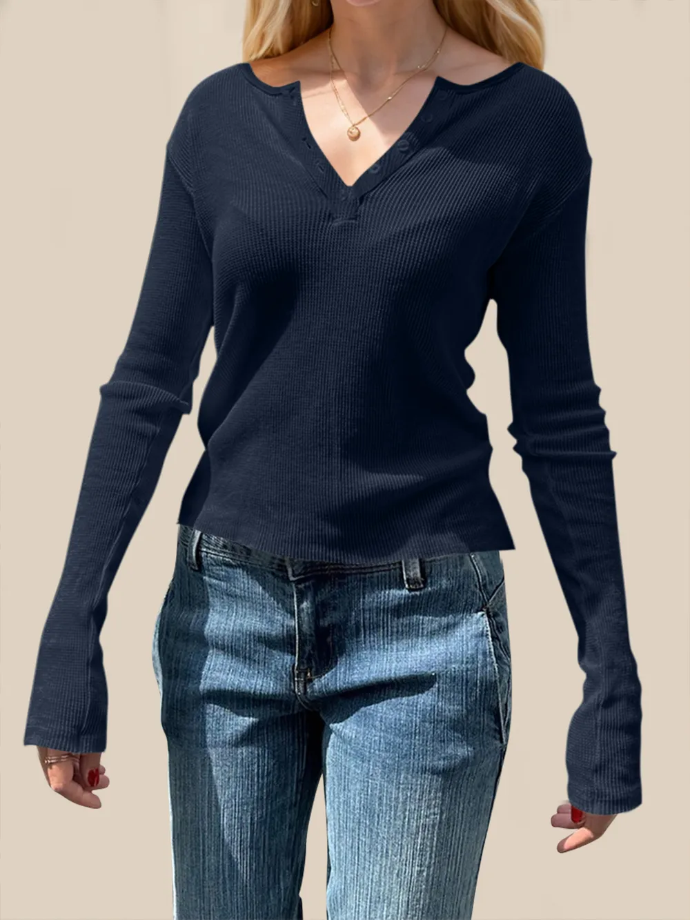 Quarter Button Long Sleeve T-Shirt, image 6