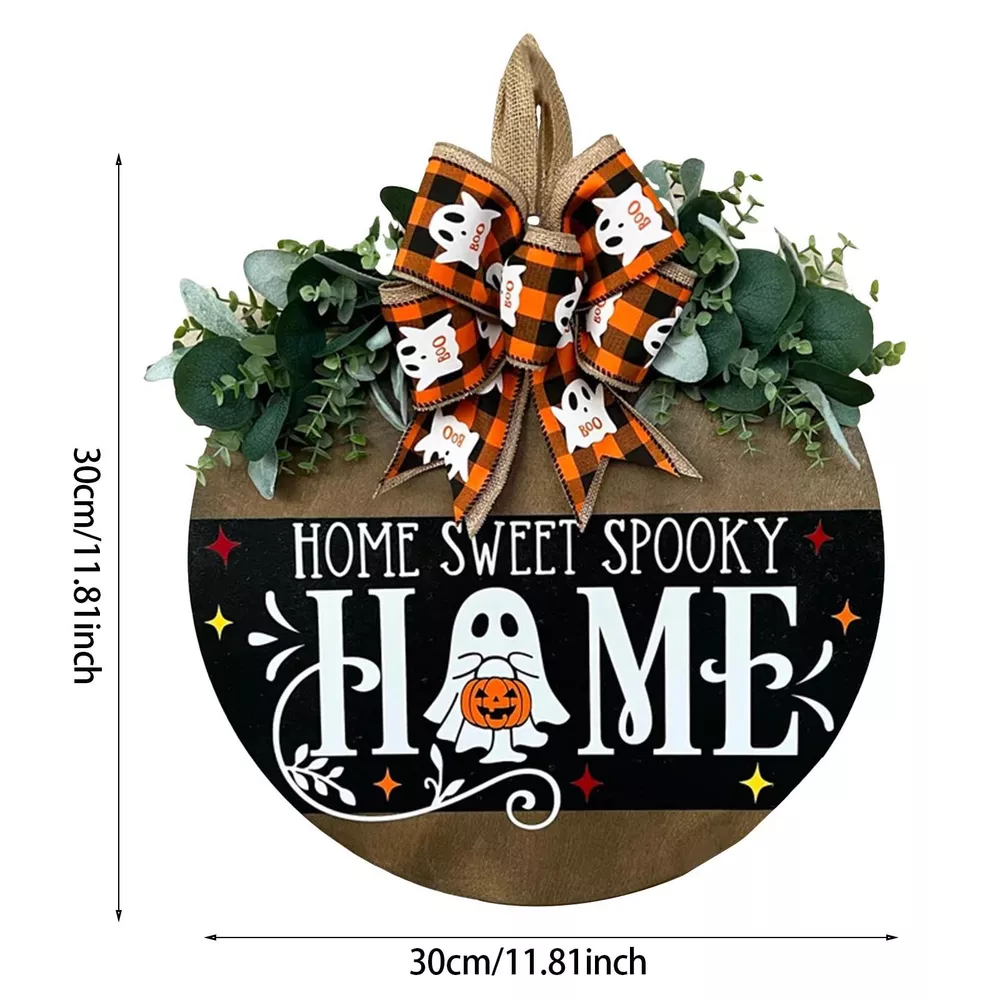 Halloween Decorative Wooden Hanger with Ghost Bow, image 5