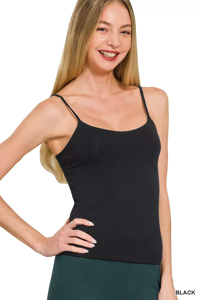Double Layered Round Neck Spaghetti Cami