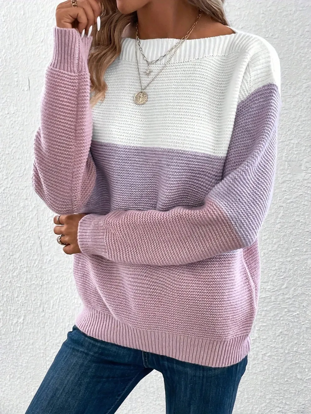 Color Block Boat Neck Sweater, image 13