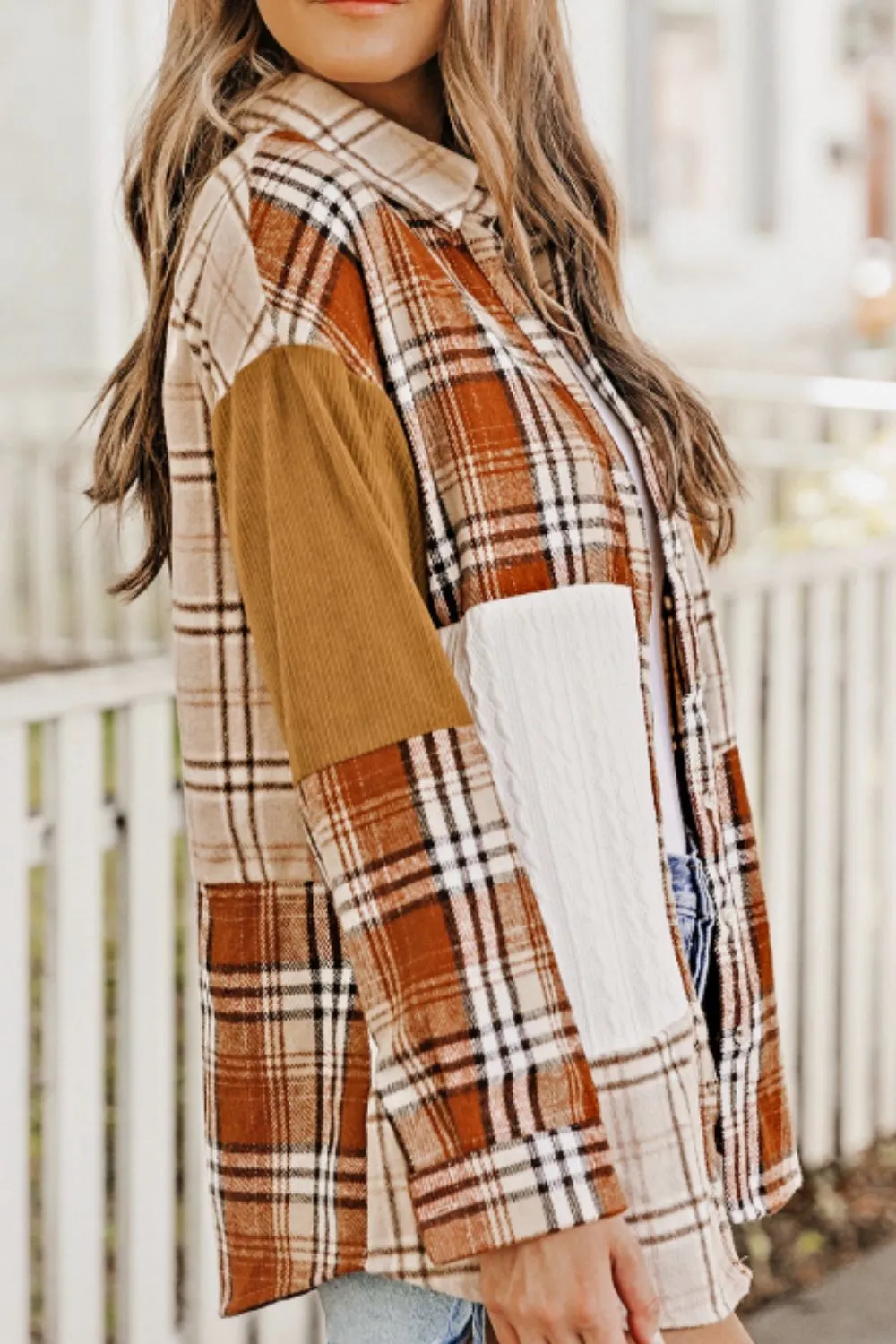 Plaid Button Up Long Sleeve Shacket, image 11