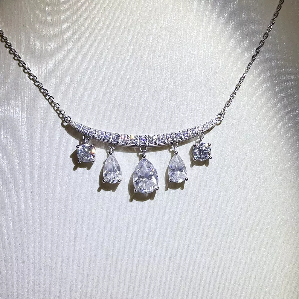6 Carat 925 Sterling Silver Moissanite Teardrop Necklace