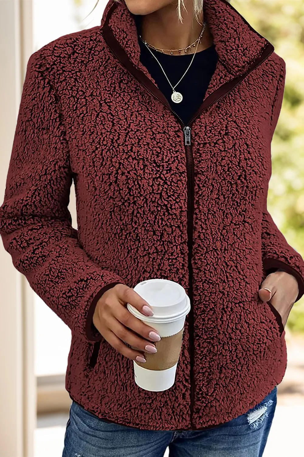 Pocketed Zip Up Turtleneck Jacket, image 6