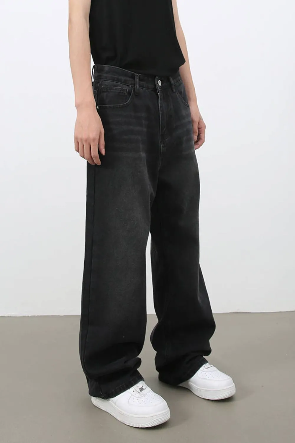 Men's Wide Leg Jeans with Pockets, image 2
