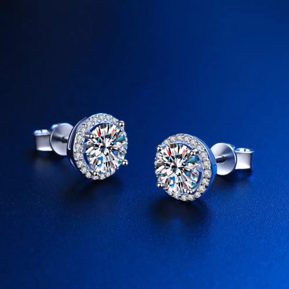 1 Carat Moissanite 925 Sterling Silver Stud Earrings, image 2