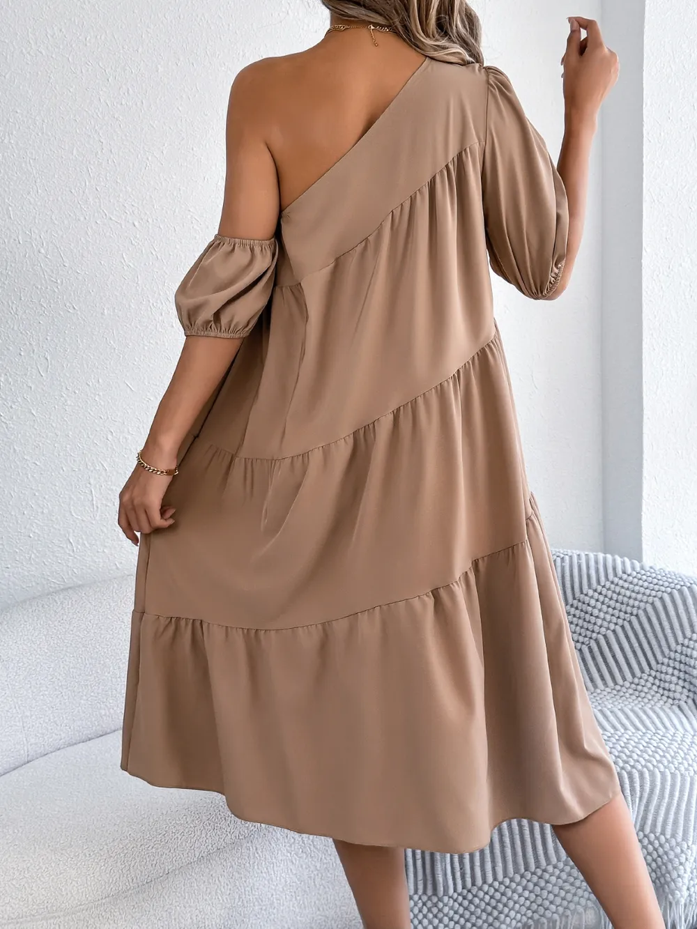 Single Shoulder Tiered Dress, image 15
