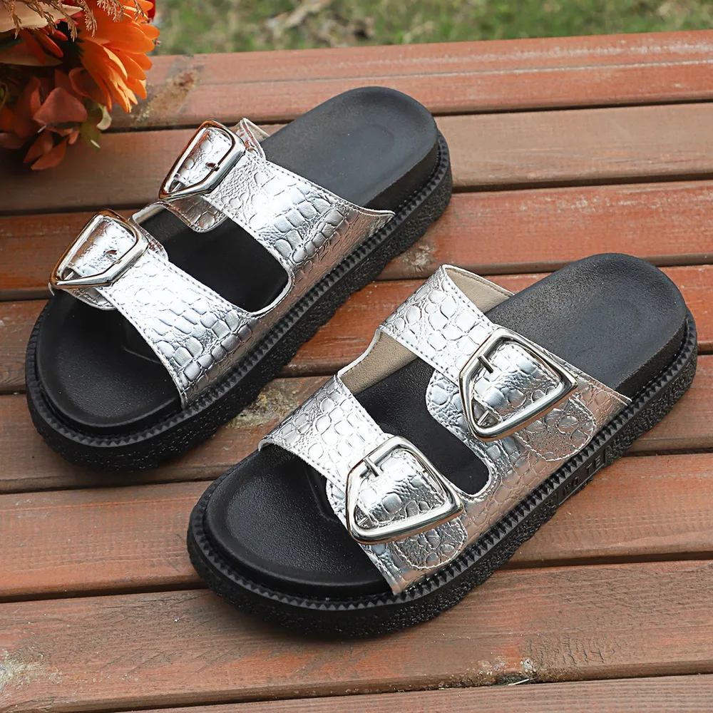 Double Buckle Platform Sandals, image 9