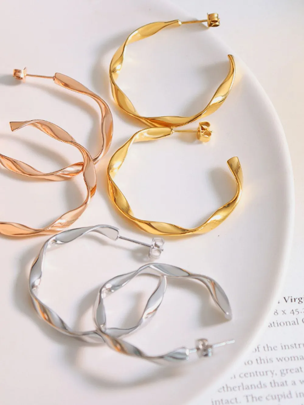 Titanium Steel C-Hoop Earrings, image 7