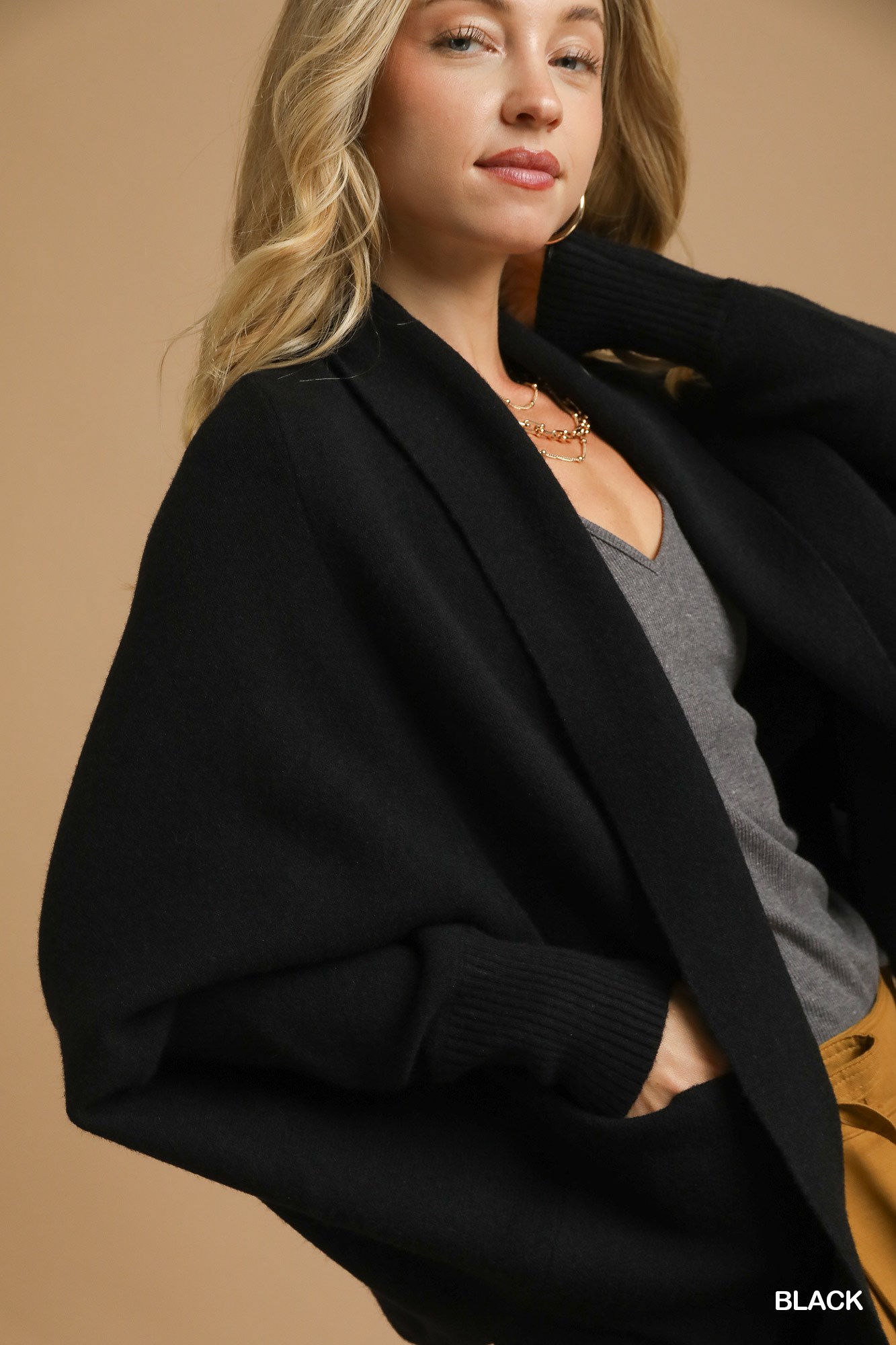 Open Front Cardigan with Front Pockets, image 5