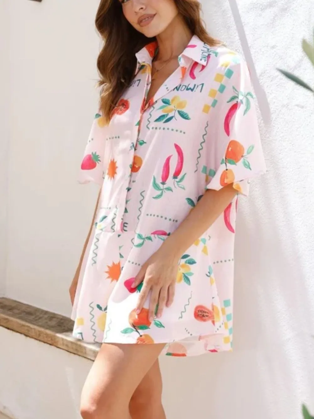 Printed Collared Neck Half Sleeve Romper, image 4