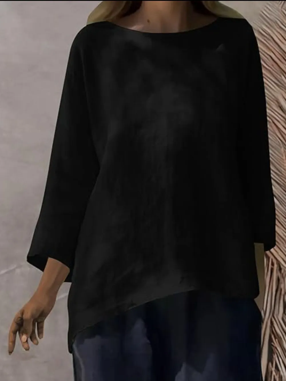 Full Size Round Neck Relaxed Fit Blouse Plus Size, image 10