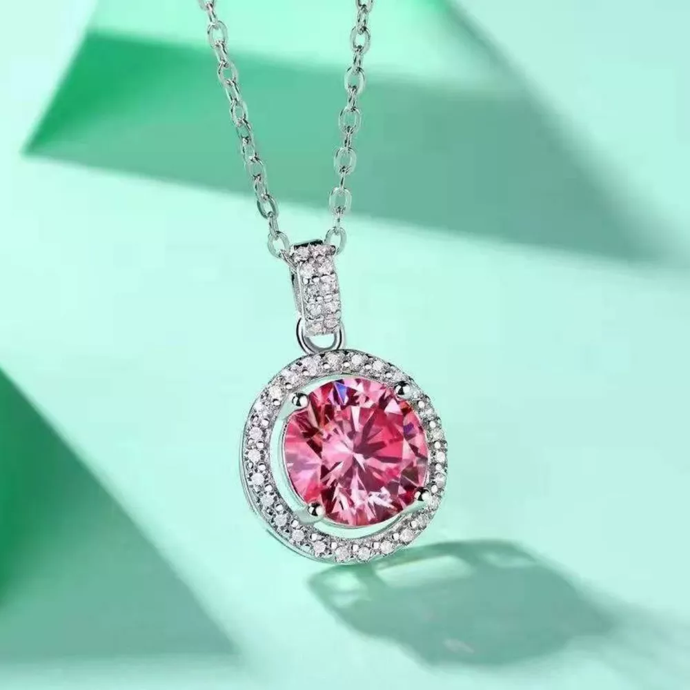 3 Carat Moissanite 925 Sterling Silver Pendant Necklace