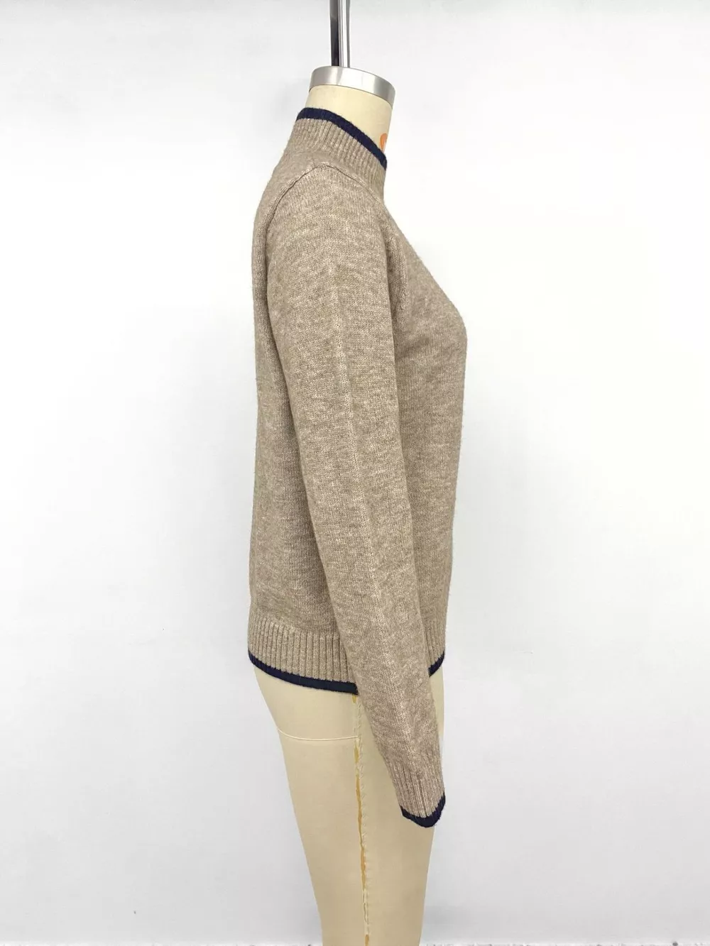 Cozy Mock Neck Sweater with Contrast Trim, image 9