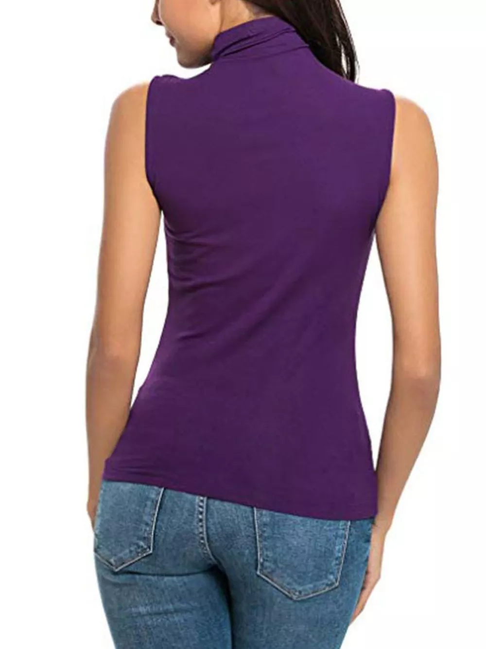 Sleeveless Turtleneck Slim Fit T-Shirt, image 15
