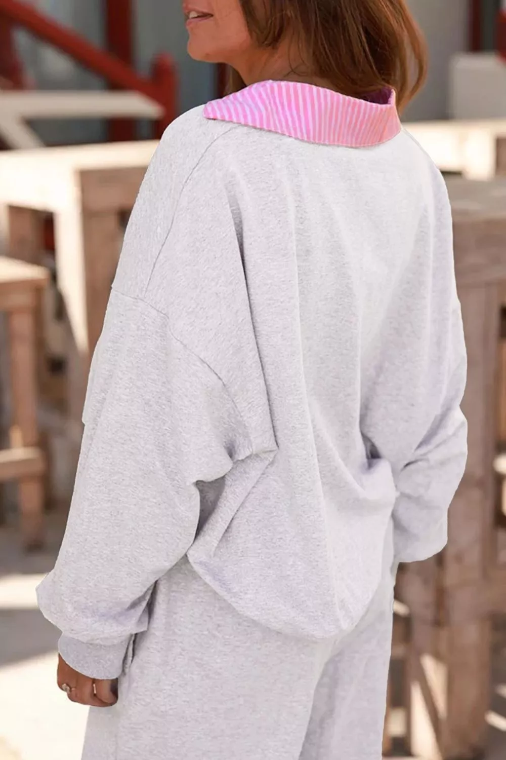 Dropped Shoulder Sweatshirt and Drawstring Pants Set, image 3
