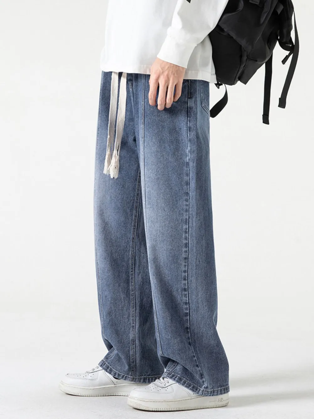 Men's Full Size Drawstring Wide Leg Jeans Plus Size, image 18