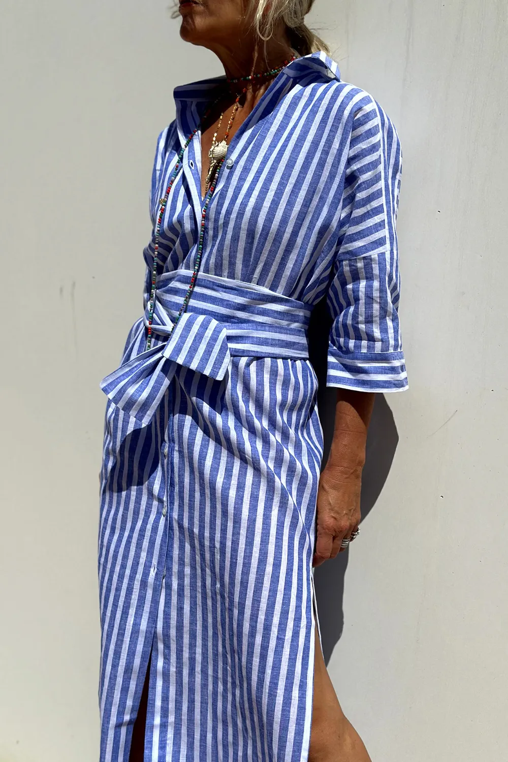 Tied Button Up Three-Quarter Sleeve Dress, image 13