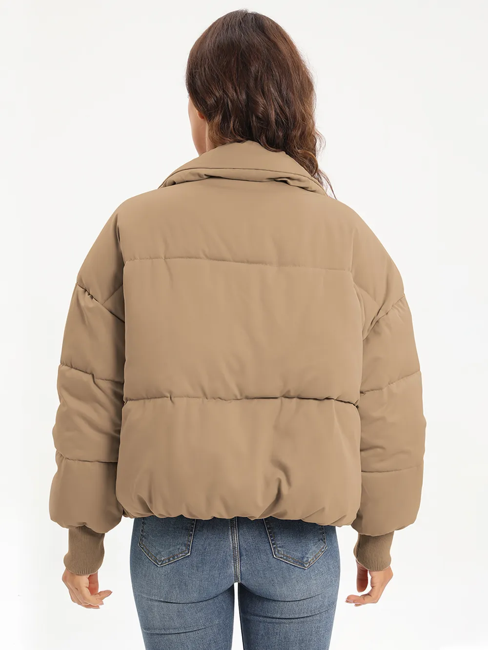 Zip Up Turtleneck Long Sleeve Puffer Jacket, image 15