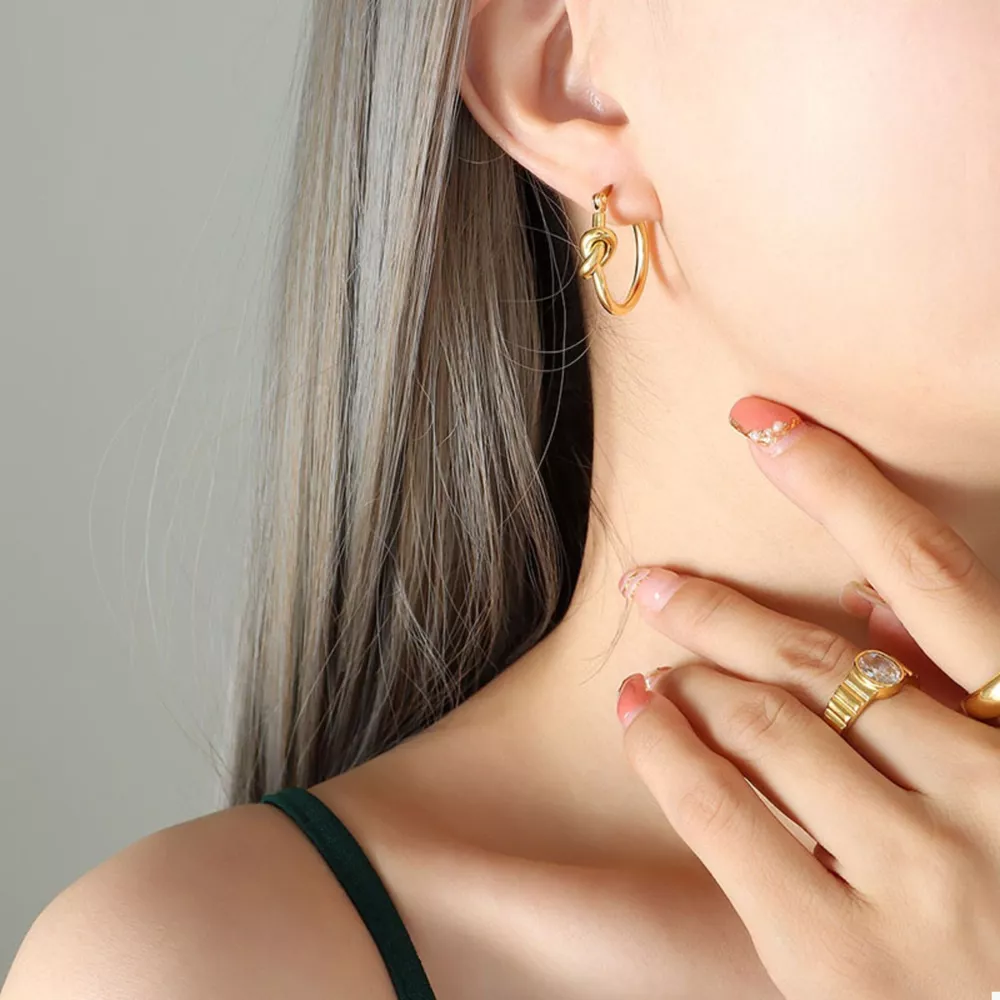 Golden Knot Hoop Earrings