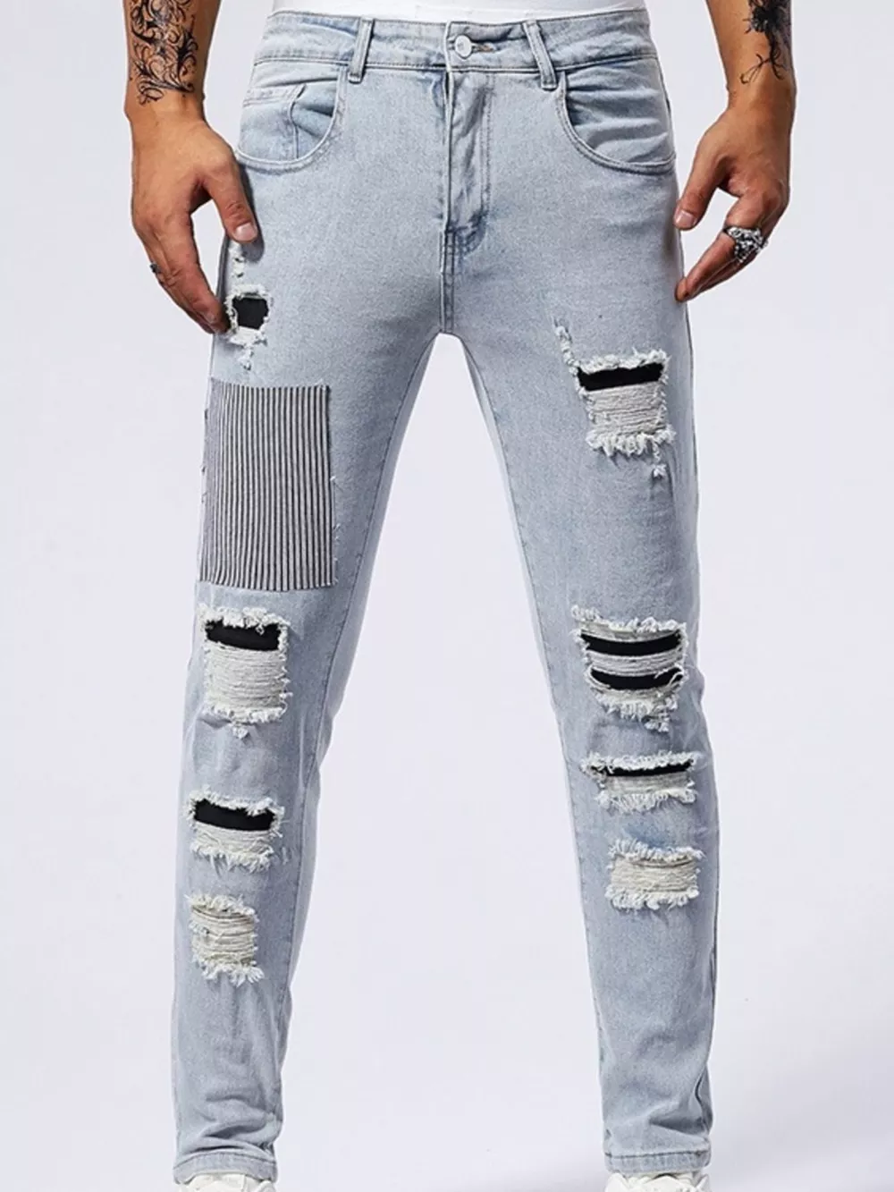 Men's Distressed Slim Fit Jeans, image 2